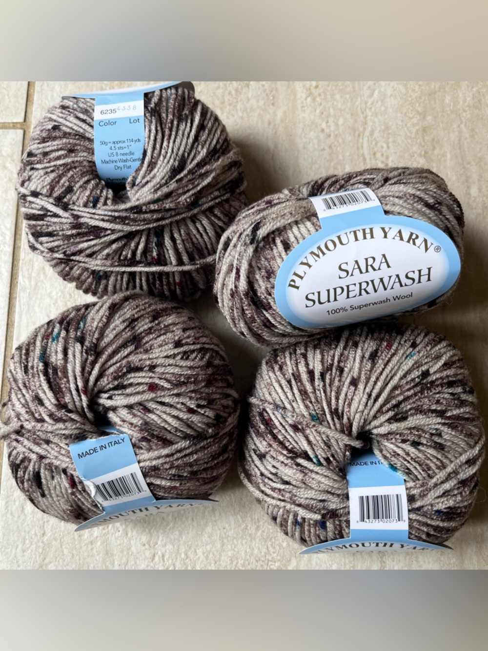 Plymouth Sara Superwash Merino Yarn Lot 4 Skeins Worsted Purple Gray 456 Yards